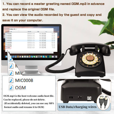 เสียงชัดเจน โทรศัพท์ Guest Book 10Hrs แบตเตอรี่ Vintage โทรศัพท์ Recorder สําหรับ ISO งานแต่ง