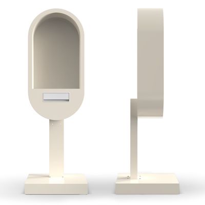 ตู้โทรศัพท์สีขาวพร้อมโทรศัพท์สมุดเยี่ยมพร้อมเสียง